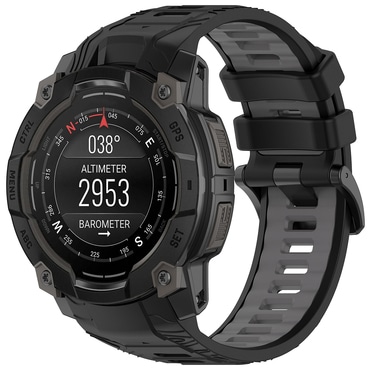 Szilikon szíj Techsuit "W077" Garmin Instinct 3 50mm / Instinct 3 50mm Solar készülékhez - fekete / szürke