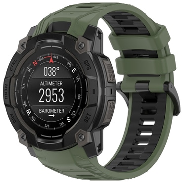 Szilikon szíj Techsuit "W077" Garmin Instinct 3 50mm / Instinct 3 50mm Solar készülékhez - zöld / fekete
