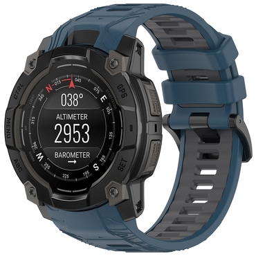 Szilikon szíj Techsuit "W077" Garmin Instinct 3 50mm / Instinct 3 50mm Solar készülékhez - kék / szürke