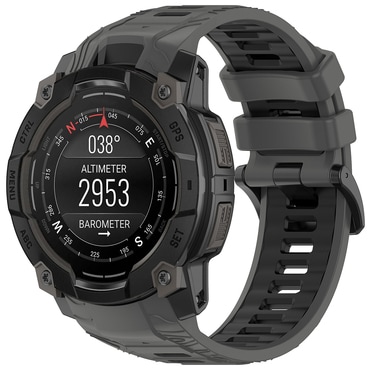Silikon szíj Techsuit "W077" Garmin Instinct 3 50mm / Instinct 3 50mm Solar készülékhez - szürke / fekete