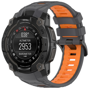 Silikon szíj Techsuit "W077" Garmin Instinct 3 50mm / Instinct 3 50mm Solar készülékhez - szürke / narancssárga