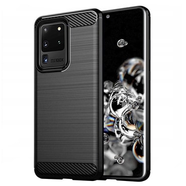 TPU gél tok "Brushed Carbon" Samsung Galaxy S20 Ultra készülékekhez - fekete