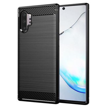 TPU gél tok "Brushed Carbon" Samsung Galaxy Note 10 Plus készülékekhez - fekete