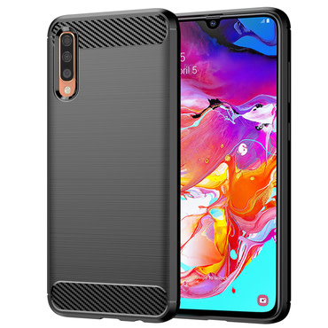 TPU gél tok "Brushed Carbon" Samsung Galaxy A70 készülékekhez - fekete
