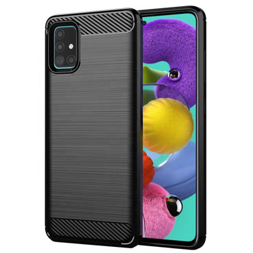 TPU gél tok "Brushed Carbon" Samsung Galaxy A51 készülékekhez - fekete