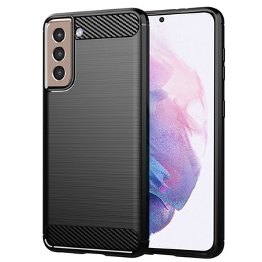 TPU gél tok "Brushed Carbon" Samsung Galaxy S21 Plus készülékekhez - fekete