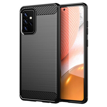 TPU gél tok "Brushed Carbon" Samsung Galaxy A72 készülékekhez - fekete