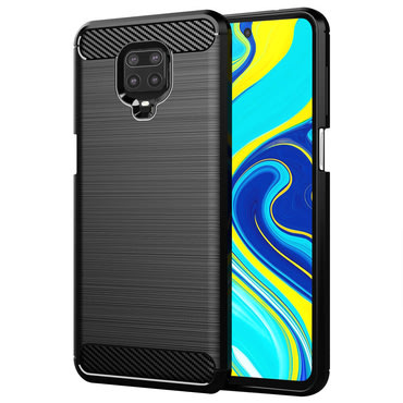TPU gél tok "Brushed Carbon" Xiaomi Redmi Note 9S / 9 Pro / 9 Pro Max készülékekhez - fekete