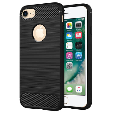 TPU gél tok "Brushed Carbon" iPhone 7 / 8 készülékekhez - fekete