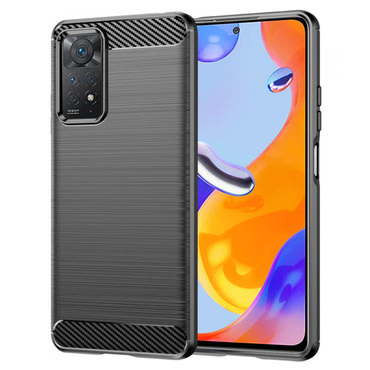TPU gél tok "Brushed Carbon" Xiaomi Redmi Note 11 Pro 4G / 11 Pro 5G készülékekhez - fekete