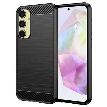 TPU gél tok "Brushed Carbon" Samsung Galaxy A35 készülékekhez - fekete