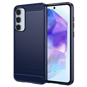 TPU gél tok "Brushed Carbon" Samsung Galaxy A55 készülékekhez - kék