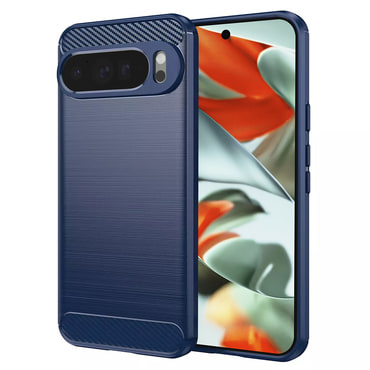 TPU gél tok "Brushed Carbon" Google Pixel 9 Pro XL készülékekhez - kék