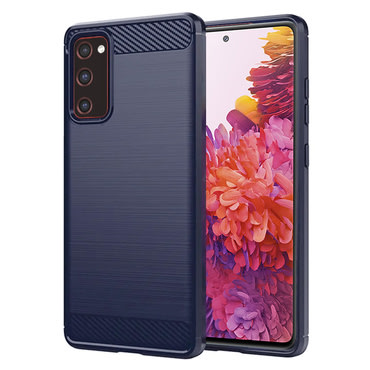 TPU gél tok "Brushed Carbon" Samsung Galaxy S20 FE készülékekhez - kék