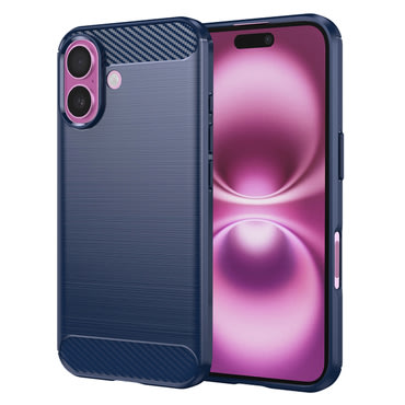 TPU gél tok "Brushed Carbon" iPhone 16 Plus készülékekhez - kék