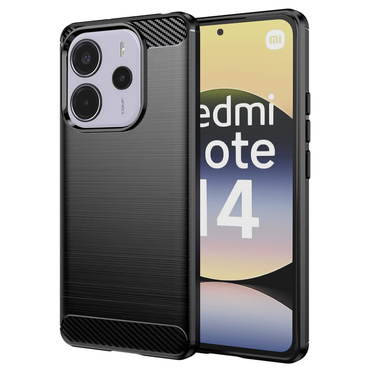 TPU gél tok "Brushed Carbon" Xiaomi Redmi Note 14 4G készülékekhez - fekete