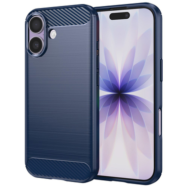 TPU gél tok "Brushed Carbon" iPhone 17 készülékekhez - kék