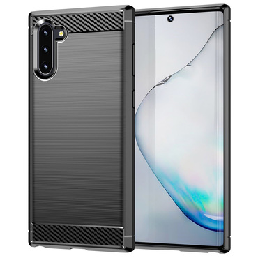 TPU gél tok "Brushed Carbon" Samsung Galaxy Note 10 készülékekhez - fekete