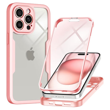 Hibrid tok Techsuit "ColorVerse 360" teljes körű védelemmel iPhone 15 Pro Max készülékhez - pink