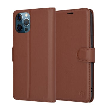 Nyitható tok Techsuit "Leather Folio" iPhone 12 Pro Max készülékekhez - barna