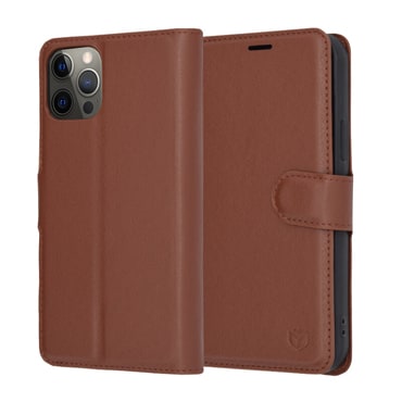 Nyitható tok Techsuit "Leather Folio" iPhone 12 Pro készülékekhez - barna