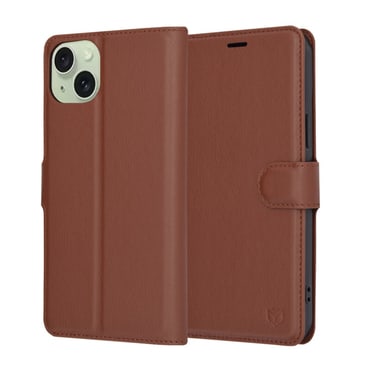 Nyitható tok Techsuit "Leather Folio" iPhone 15 Plus készülékekhez - barna