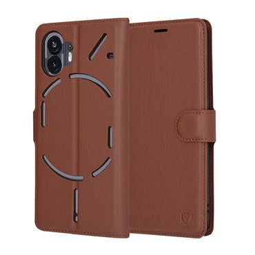 Nyitható tok Techsuit "Leather Folio" Nothing Phone (2) készülékekhez - barna