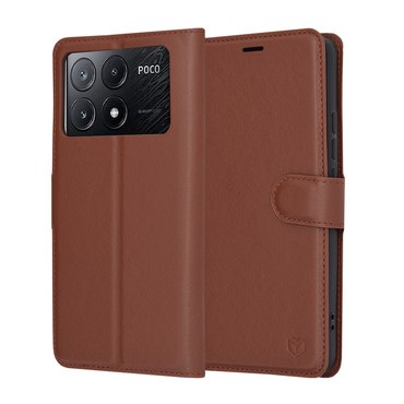 Nyitható tok Techsuit "Leather Folio" Xiaomi Poco X6 Pro készülékekhez - barna