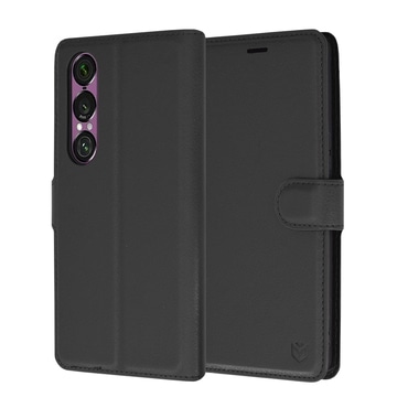 Nyitható tok Techsuit "Leather Folio" Sony Xperia 1 VI készülékekhez - fekete