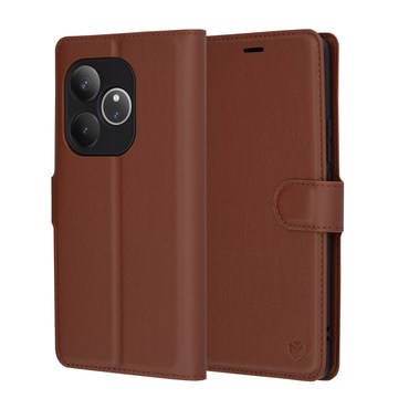 Nyitható tok Techsuit "Leather Folio" Realme GT 6 / 6T készülékekhez - barna
