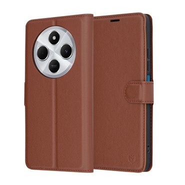 Nyitható tok Techsuit "Leather Folio" Xiaomi Redmi 14C / Poco C75 készülékekhez - barna