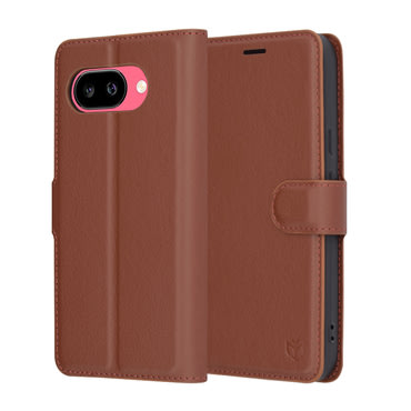 Nyitható tok Techsuit "Leather Folio" Google Pixel 9a készülékekhez - barna