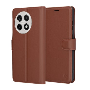 Nyitható tok Techsuit "Leather Folio" OnePlus 13R készülékekhez - barna