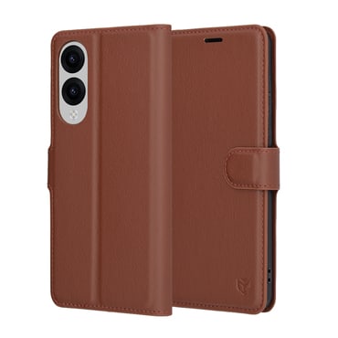 Nyitható tok Techsuit "Leather Folio" Samsung Galaxy S25 Edge készülékekhez - barna