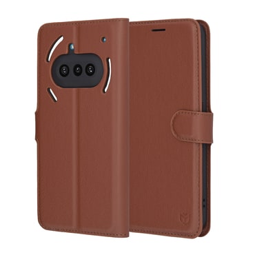 Nyitható tok Techsuit "Leather Folio" Nothing Phone (3a) készülékekhez - barna