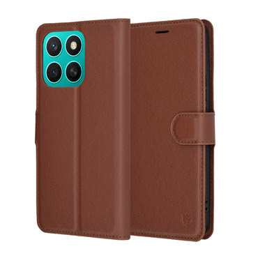 Nyitható tok Techsuit "Leather Folio" Honor X8c készülékekhez - barna