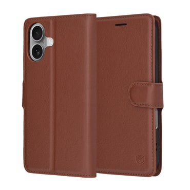 Nyitható tok Techsuit "Leather Folio" iPhone 17 készülékekhez - barna