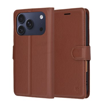 Nyitható tok Techsuit "Leather Folio" iPhone 17 Pro készülékekhez - barna