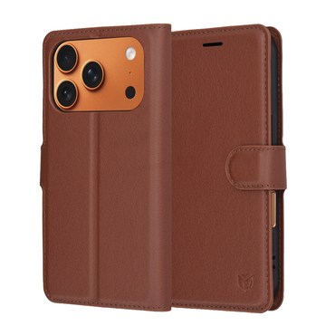 Nyitható tok Techsuit "Leather Folio" iPhone 17 Pro Max készülékekhez - barna