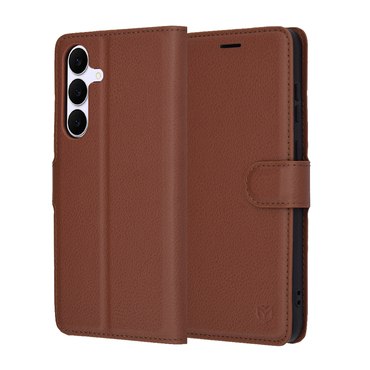 Nyitható tok Techsuit "Leather Folio" Samsung Galaxy S25 FE készülékekhez - barna