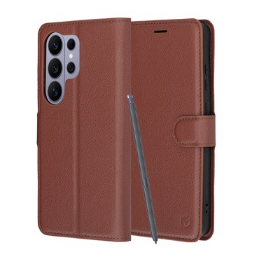 Nyitható tok Techsuit "Leather Folio" Samsung Galaxy S26 Ultra készülékekhez - barna