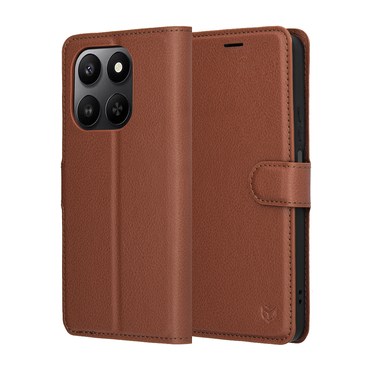 Nyitható tok Techsuit "Leather Folio" Honor 400 Smart / X7d készülékekhez - barna