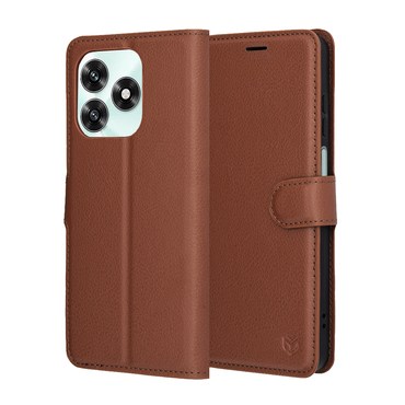 Nyitható tok Techsuit "Leather Folio" Honor X5c Plus készülékekhez - barna