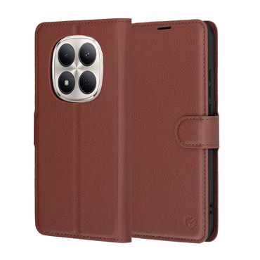 Nyitható tok Techsuit "Leather Folio" Xiaomi Redmi Note 15 Pro 5G készülékekhez - barna