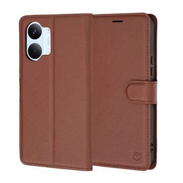 Nyitható tok Techsuit "Leather Folio" Xiaomi Poco X8 Pro Max készülékekhez - barna