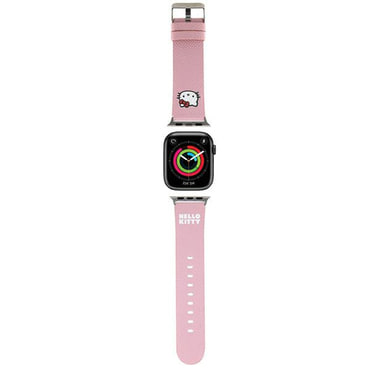 Bőr szíj Hello Kitty "Kitty Head" Apple Watch (38 / 40 / 41 / 42mm) készülékhez - pink