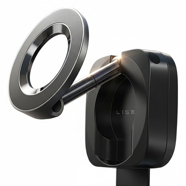 Mágneses autós tartó Lisen "YL0224110001" műszerfalra, 360°-os forgatás, összecsukható, asztali csipesszel - black