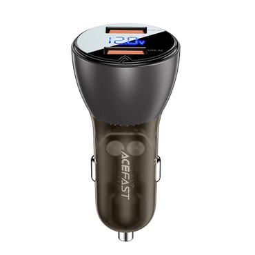Autós 45W töltő Acefast "B7" 2x USB LED kijelzővel - transparent black