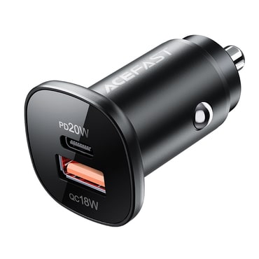 Autós 38W töltő Acefast "B1" USB-C és USB-A LED lámpával - black