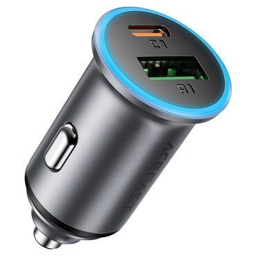 Autós 65W töltő Acefast "B15" USB és USB-C - metal gray